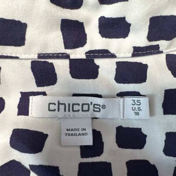 Chicos Purple & White Button-Down Shirt With Abstract Square Print Sz 3.5 US 18 - Picture 7 of 11